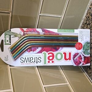 joie Stainless Steel Straws Set of 6 plus Cleaning Brush